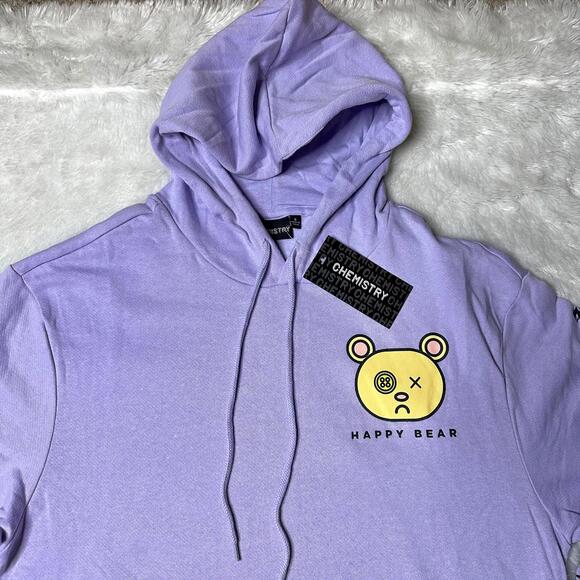 NWT Chemistry Happy Bear Pullover Hoodie Purple Men’s S - Picture 3 of 8